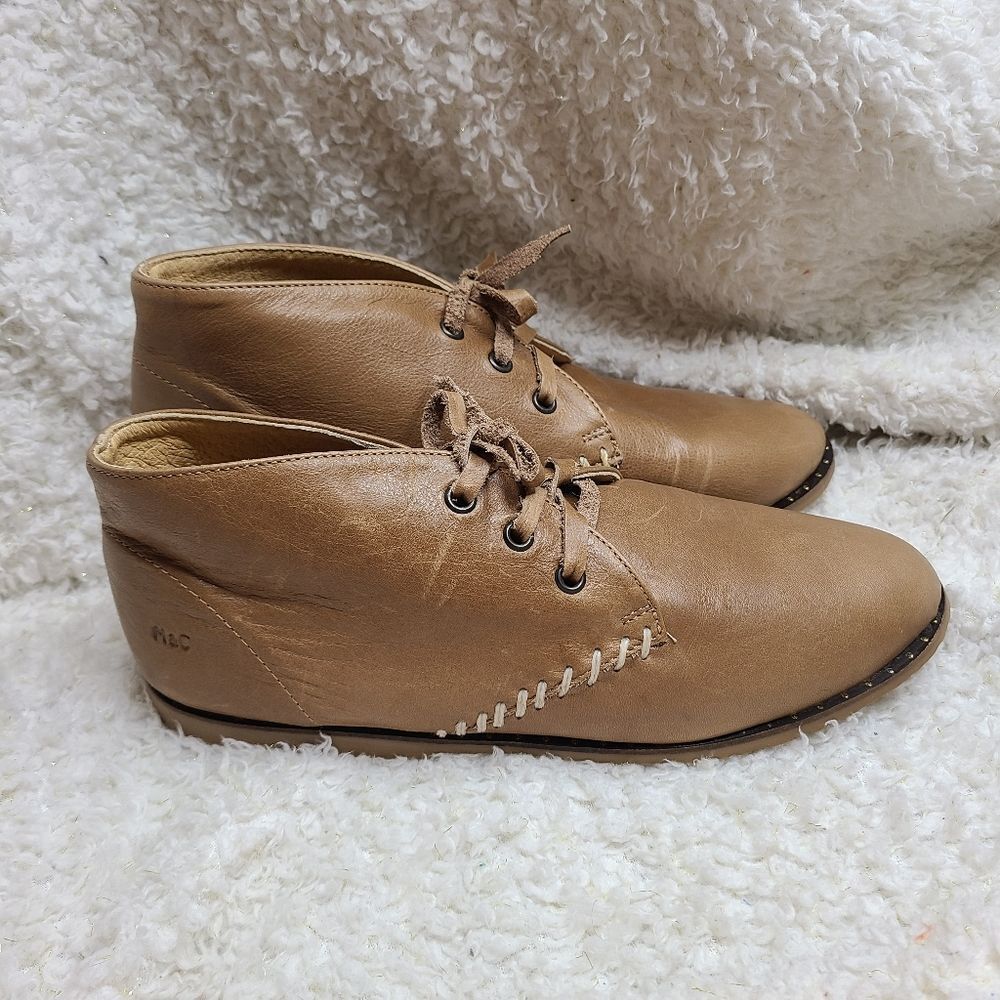 Musse & Cloud Tan‎ Leather Laceup Ankle Boots sz 10